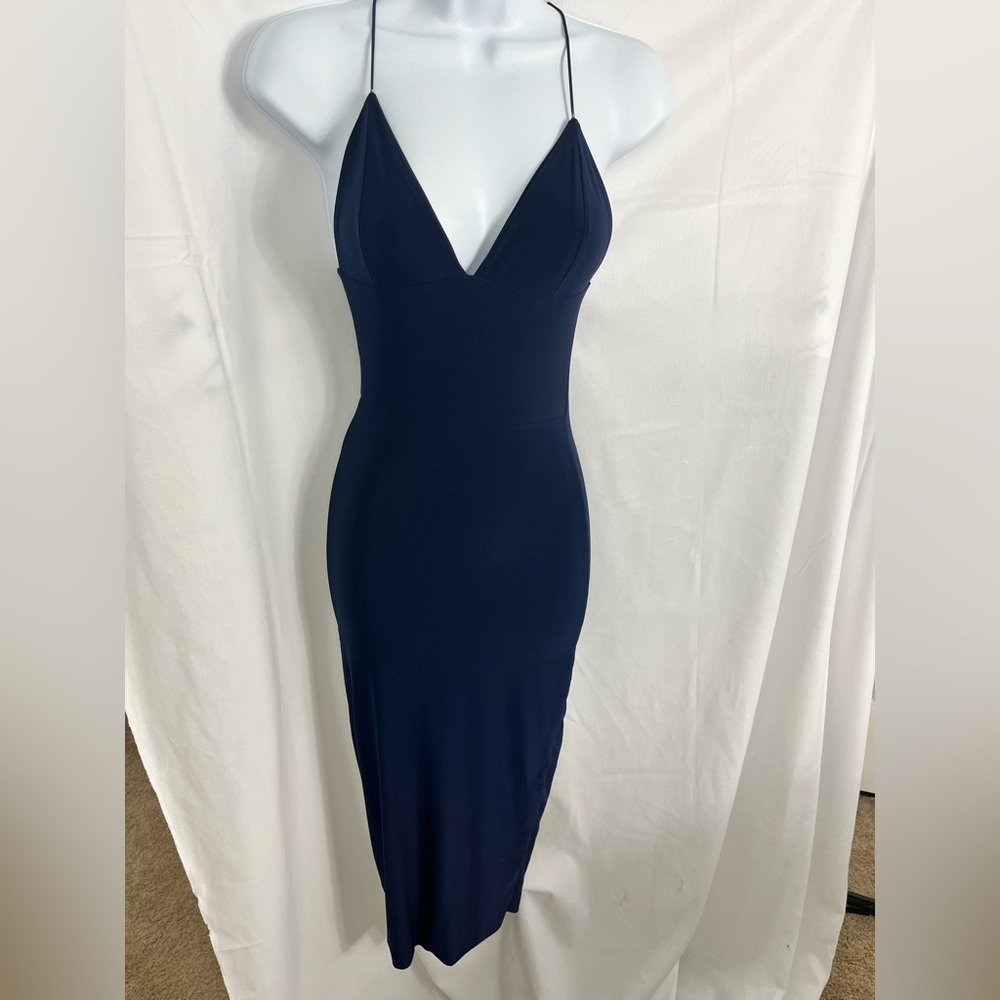 MISSGUIDED Navy Blue Midi Dress